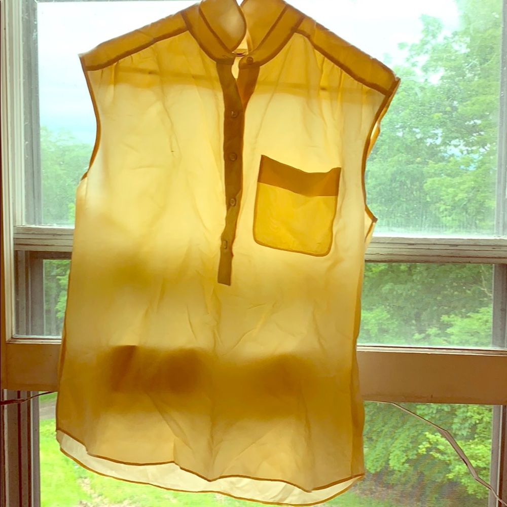 Jcrew cream yellow blouse, half front button down